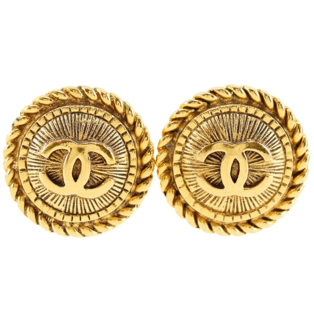 Chanel Coco Mark Earrings, Gold Plated, Approx. 21.4g, Women's.: --- Catalog ---Category: SizeStone Size (HxW): 27.00mm x 27.00mm / 1.06'' x 1.06''Category: DesignColor: GoldGender: WomenCategory: GeneralBrand: Chanel--- Item List ---Section: ConditionRanking: Rank