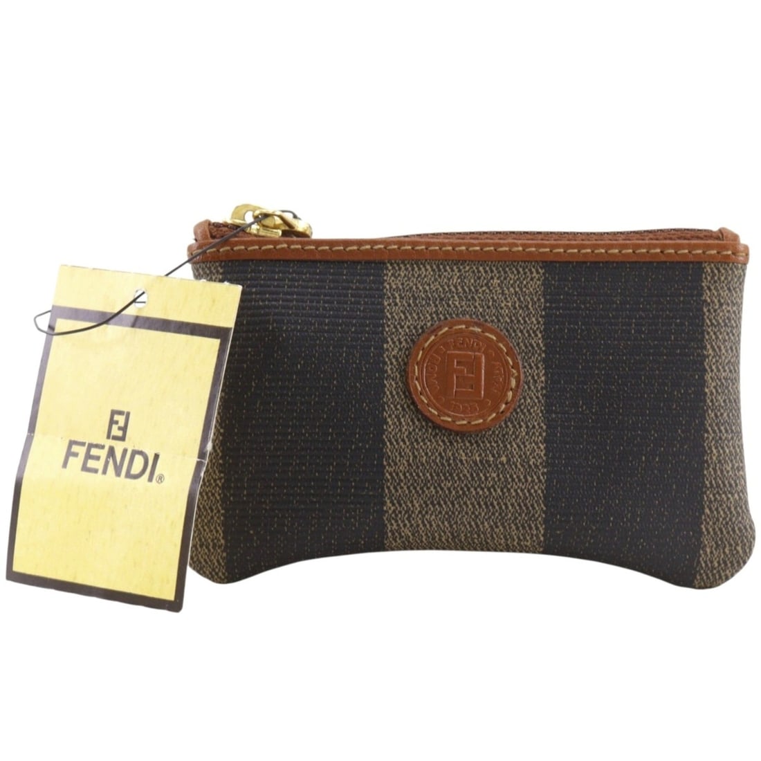 Fendi Pecan Pattern Coin Case 2556.12477.049 PVC Brown Unisex