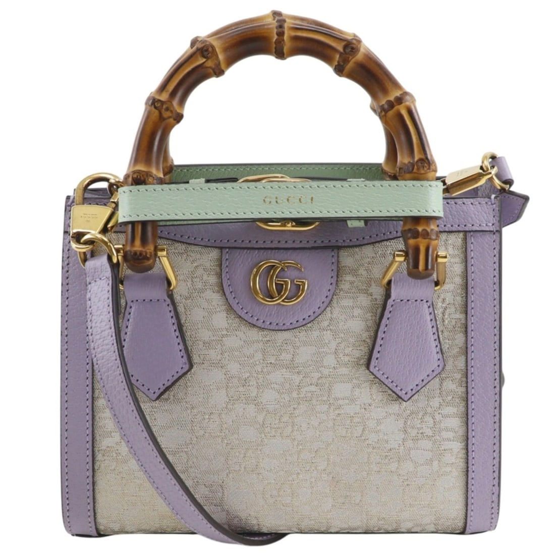 Gucci Diana Small HOSOO Collaboration 2-Way Handbag, Nishijin Leather x Weave, Purple/Silver,