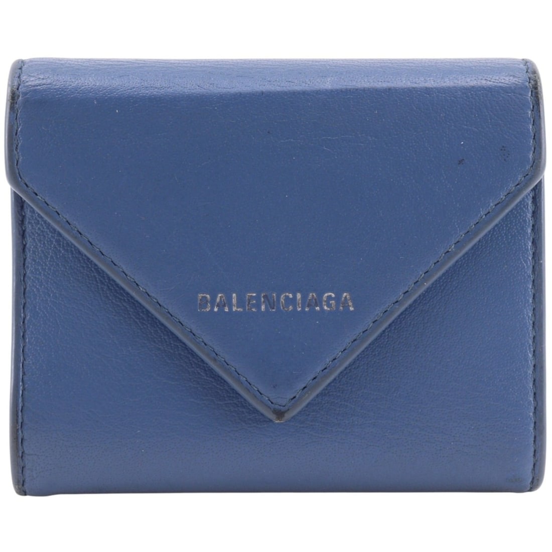 Balenciaga Paper Mini Wallet, Bi-fold Leather, Blue, Unisex