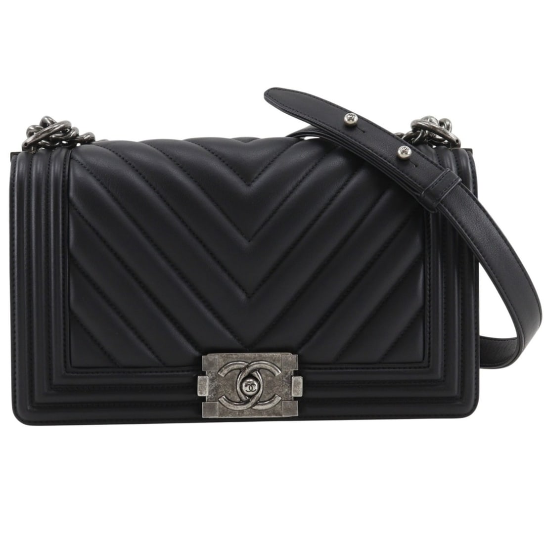Chanel Boy 25 Chain Shoulder Bag, A67086, Calfskin, Black, A5 size, Women's.: --- Catalog ---Category: SizeSize (HxWxD): 15cm x 25cm x 9cm / 5.9'' x 9.84'' x 3.54''Category: DesignType: Shoulder bagColor: BlackGender: WomenMaterial: Leather Category: GeneralMPN: A67086Brand: Ch
