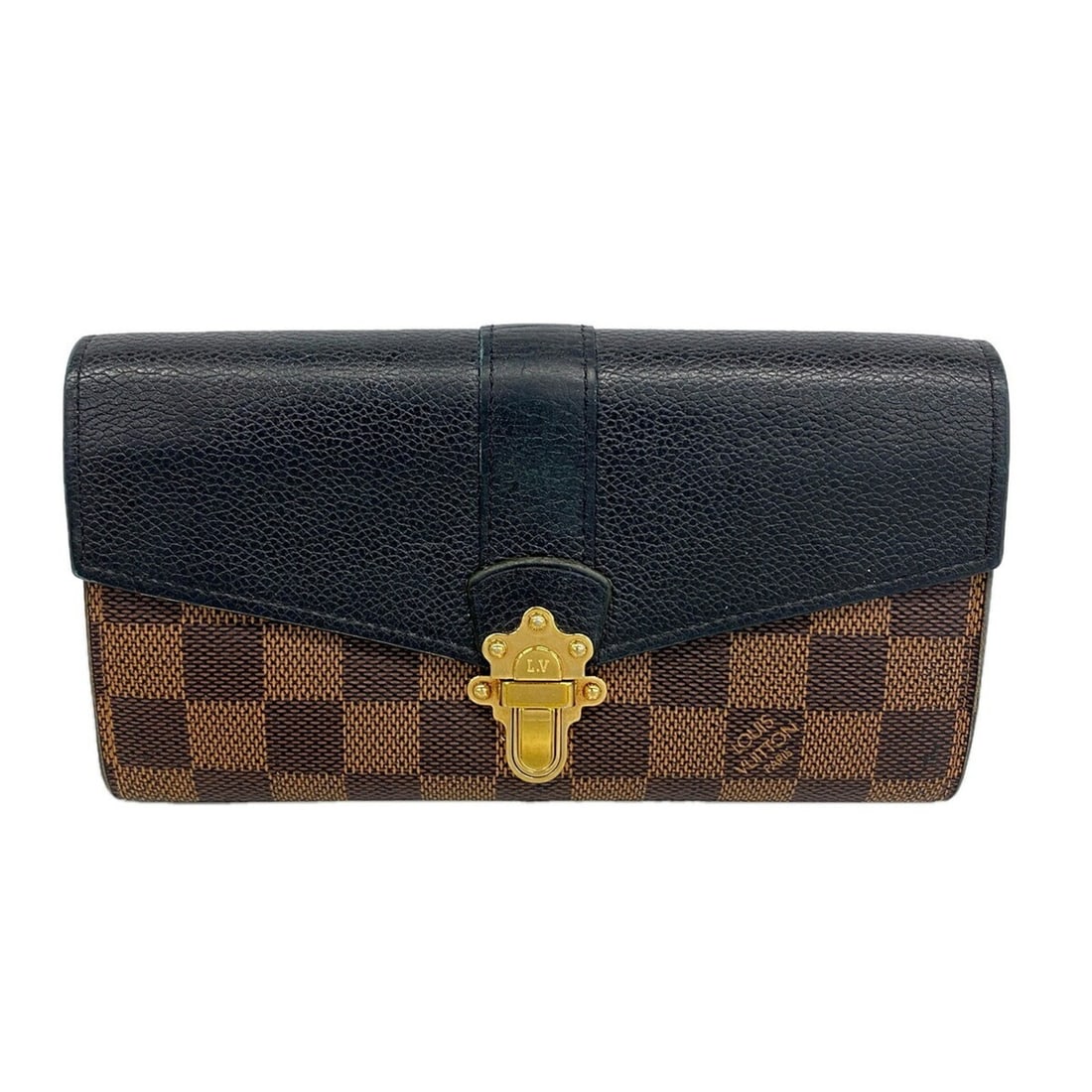 Louis Vuitton Damier Portefeuille Clapton Long Wallet N64449 Noir Ebene Ladies OP012033