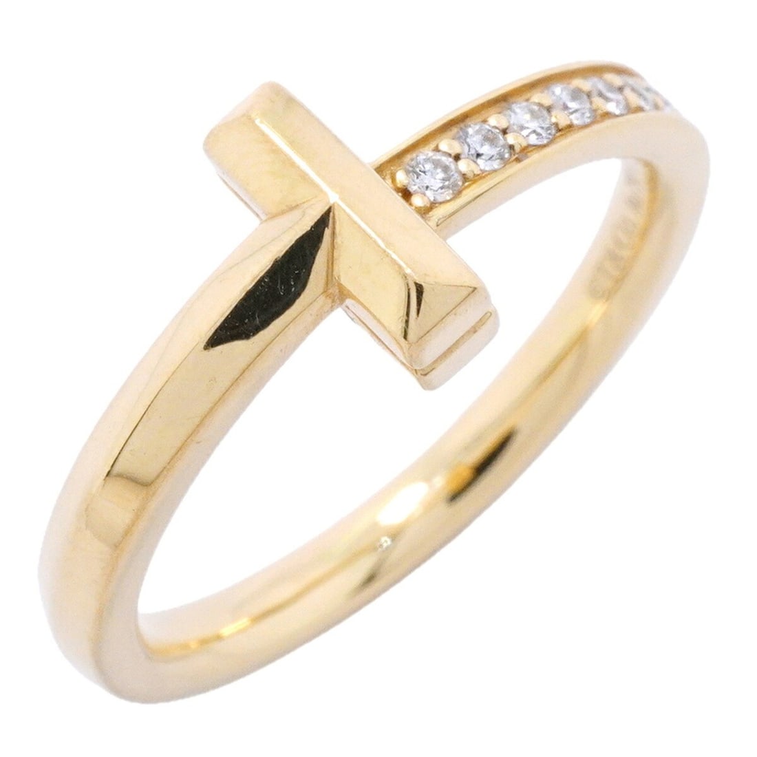 Tiffany & Co. T One Ring, 18K Yellow Gold, 0.08ct Diamond, Size 12.5 (Women's)