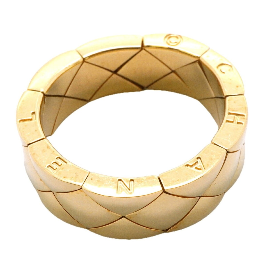 Chanel Matelassé Ring, 18K Yellow Gold, Size #56, Men's (1 of 15)