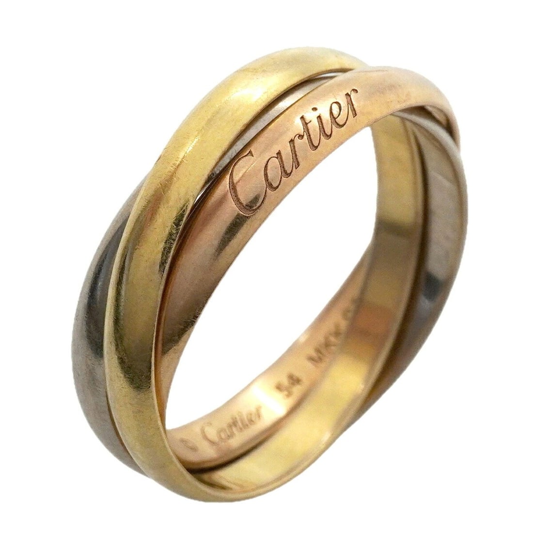 Cartier Trinity Ring, Small Model, 18K Yellow Gold (KYG), White (18KWG), Pink (18KPG), Size #54,