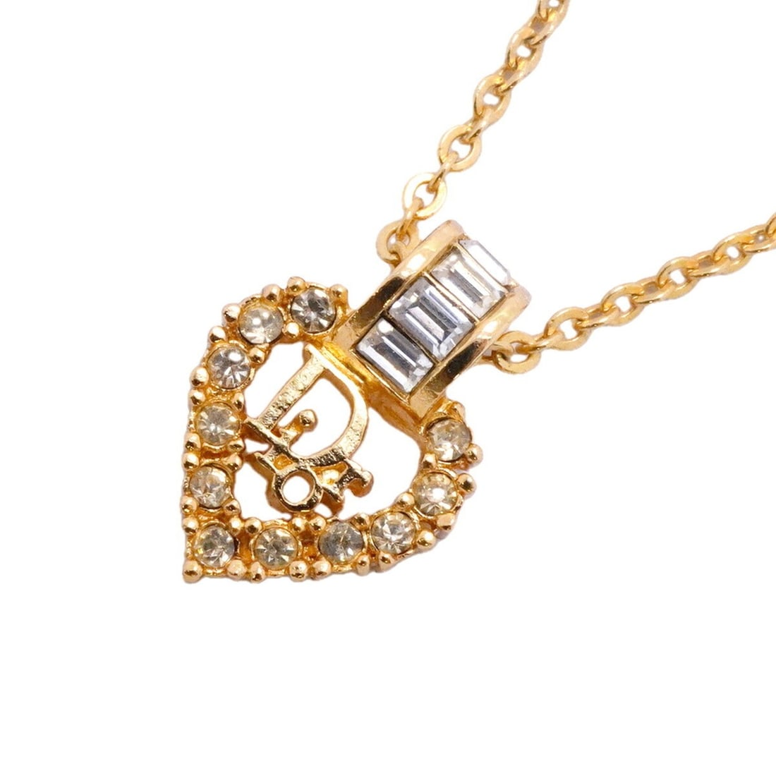 Christian Dior Necklace, GP Plated, Rhinestone, Gold, Women's: --- Catalog ---Category: SizePendant Size: 19.7mm x 13.8mm / 0.77'' x 0.54''Neck Circumference: 39 cm - 43.5 cm / 15.35'' - 17.12''Category: DesignColor: GoldGender: WomenMaterial: Gold plating, Rhine