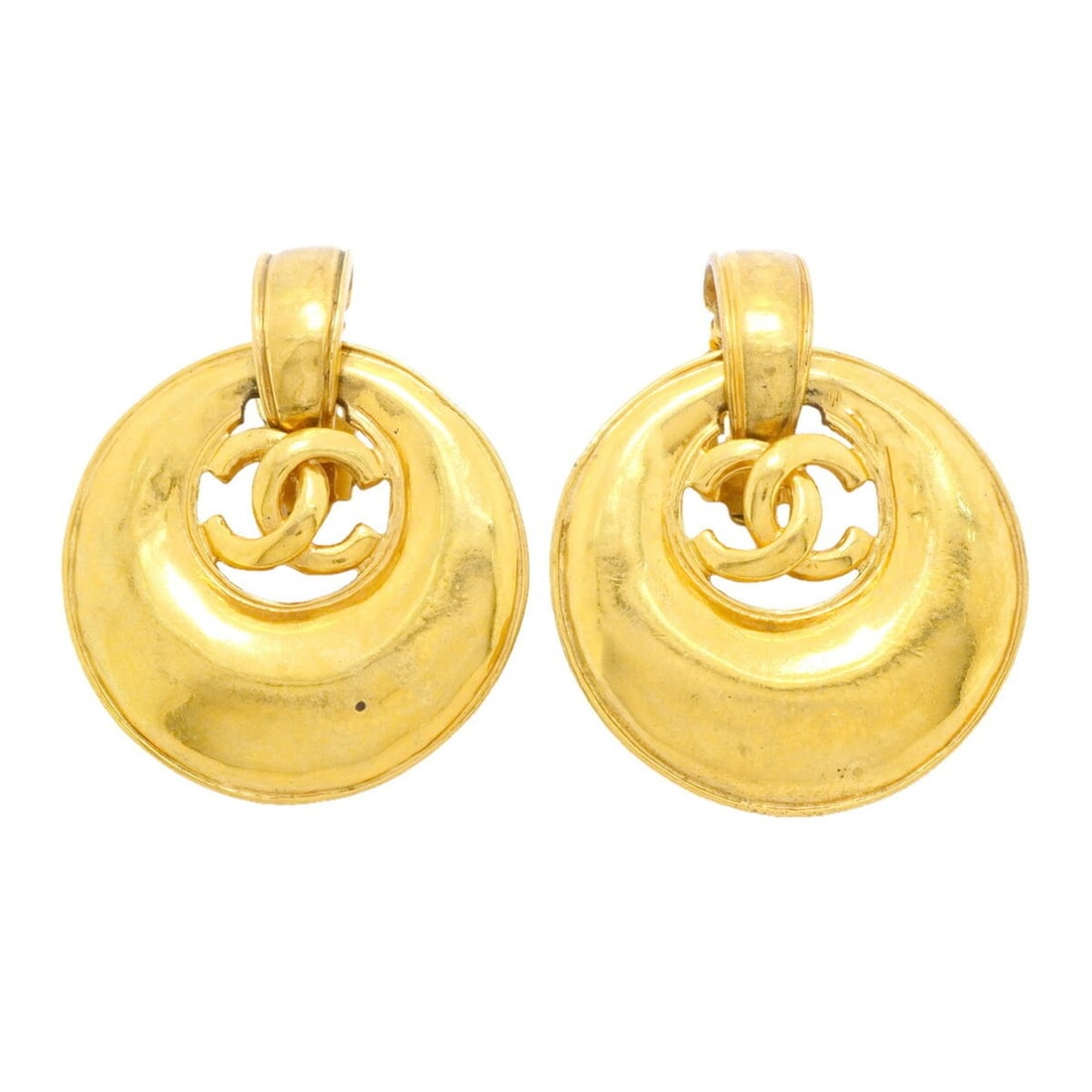 Chanel earrings, Coco Mark, GP plated, gold, women's.