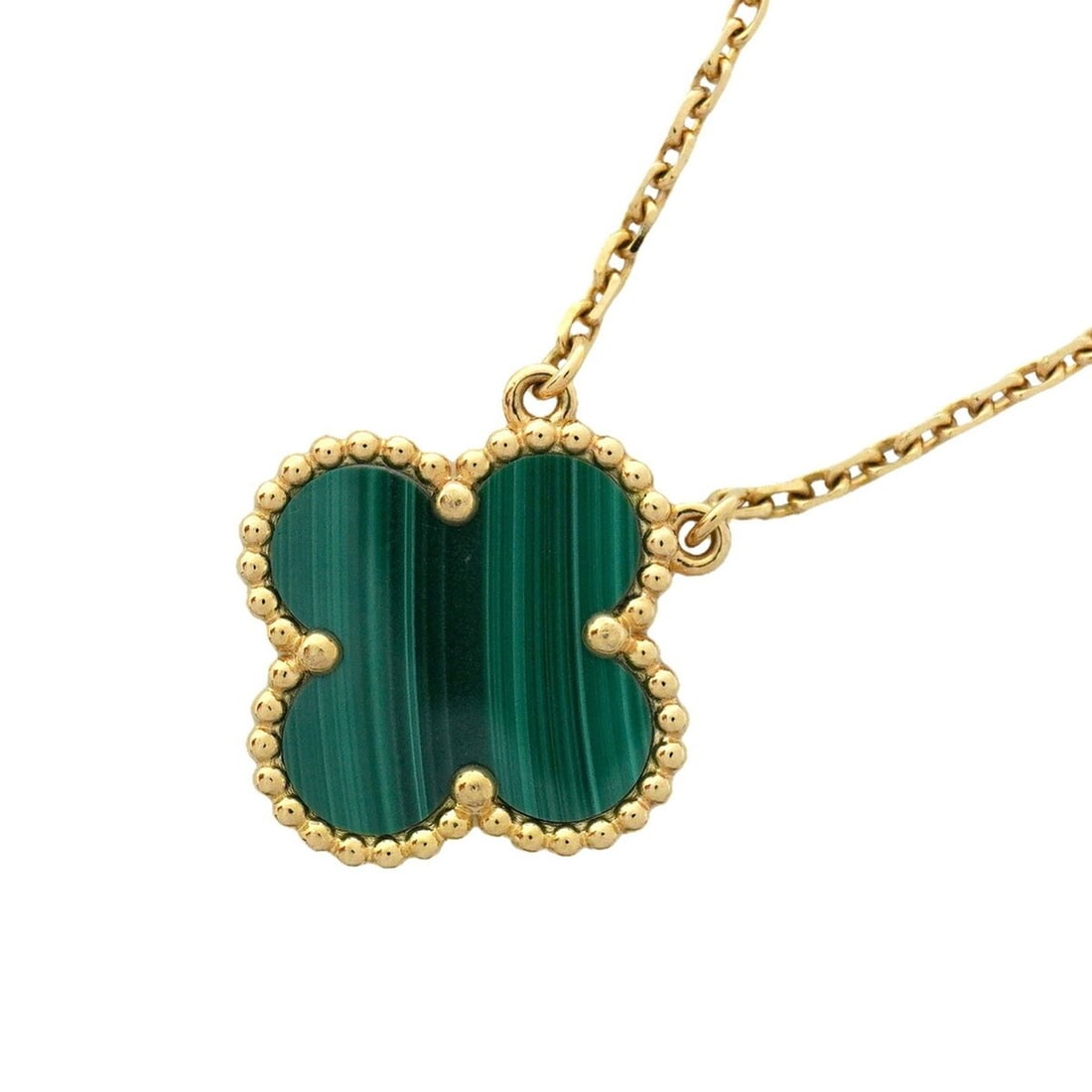 Van Cleef & Arpels Alhambra Necklace, 18K Yellow Gold with Malachite Green Stone, for Women