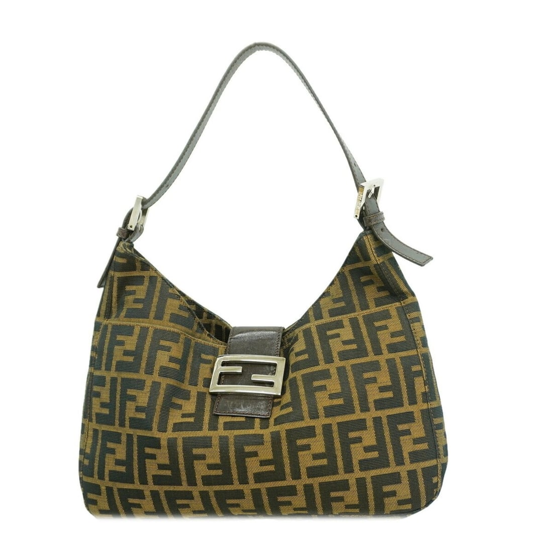 Fendi Zucca Nylon Canvas Shoulder Bag, Brown, Women's: --- Catalog ---Category: SizeSize (HxWxD): 17cm x 29cm x 4cm / 6.69'' x 11.41'' x 1.57''Category: DesignType: Shoulder bagColor: BrownGender: WomenMaterial: Nylon canvas Hardware Color: SilverCategory