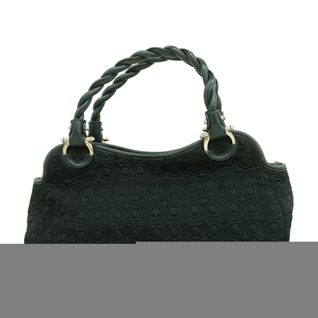 Salvatore Ferragamo Gancini Nylon Handbag, Black, Women's