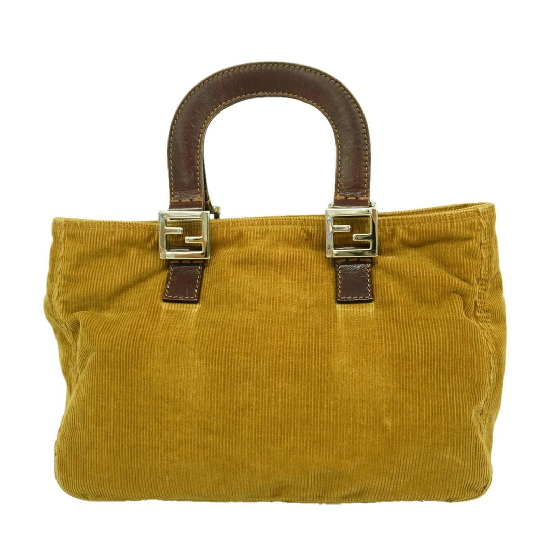 Fendi Corduroy Handbag, Ochre, Women's