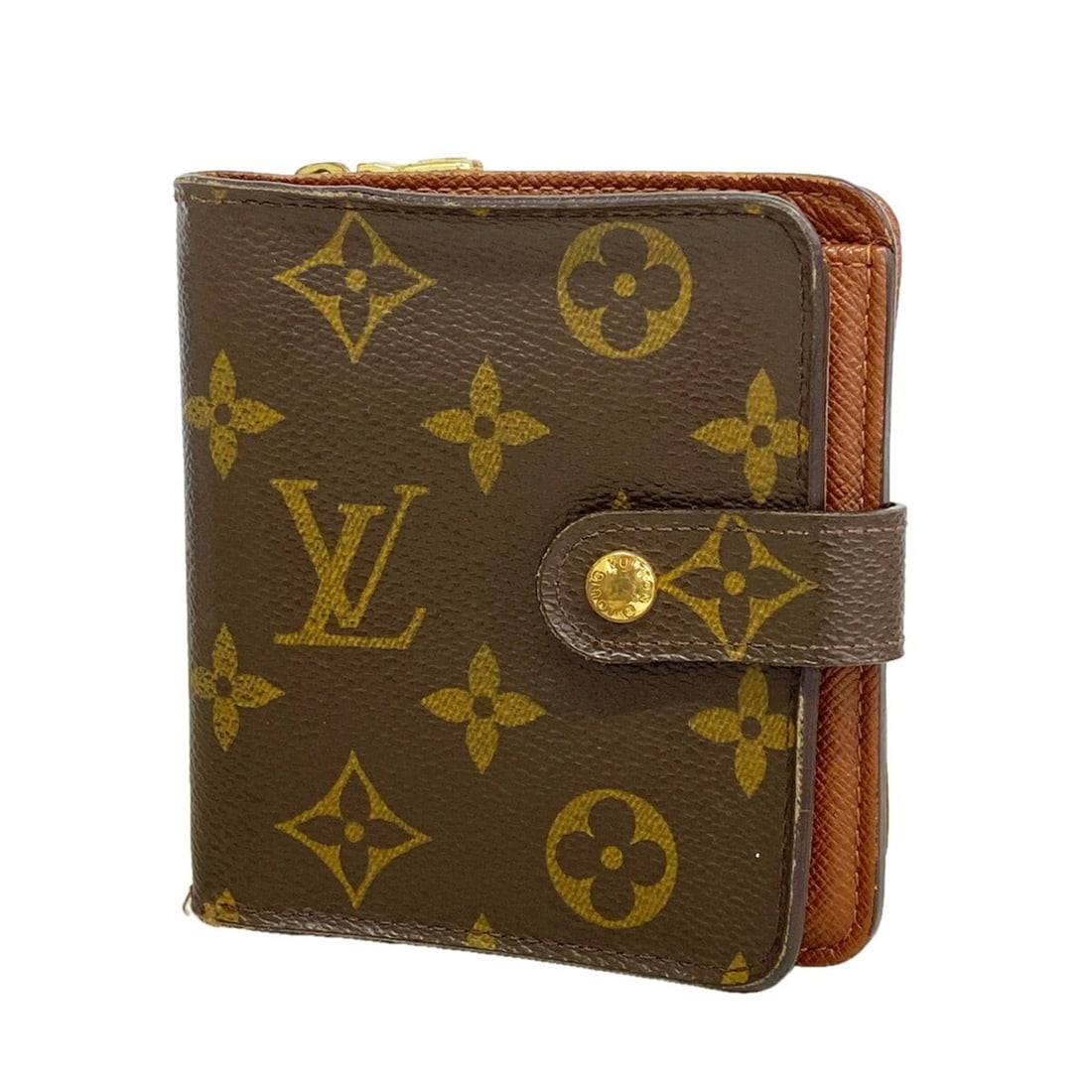 Louis Vuitton Monogram Compact Zip Wallet M61667 Brown Women's