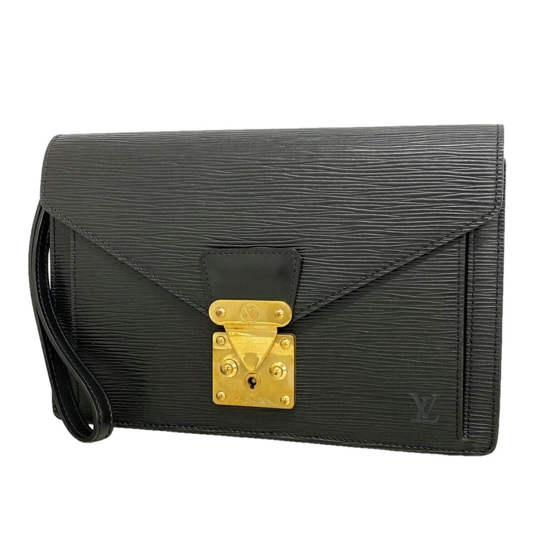 Louis Vuitton Epi Leather Clutch Bag, Pochette Sellier Dragonne, M52612, Noir (Men's)
