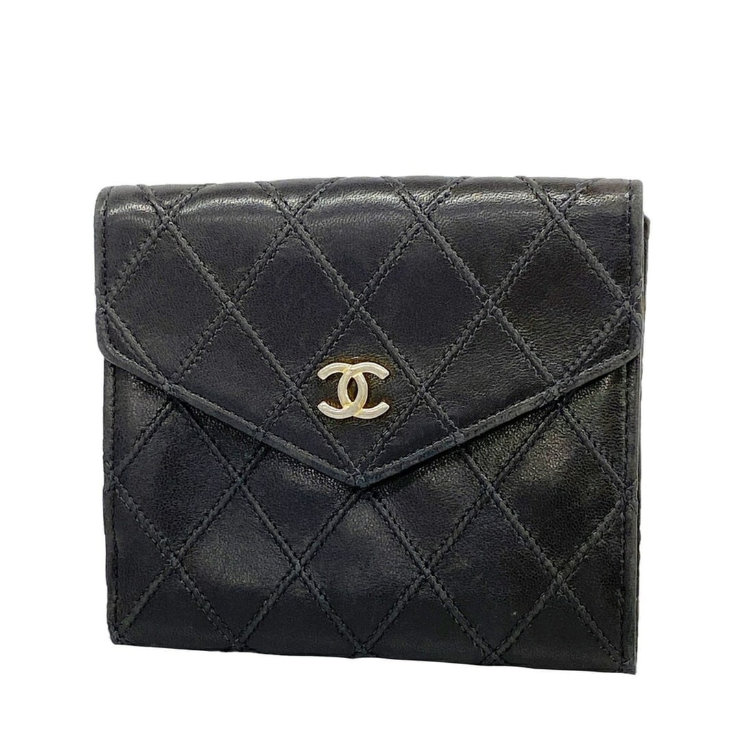 Chanel Bicolore Lambskin Wallet, Black, Women's