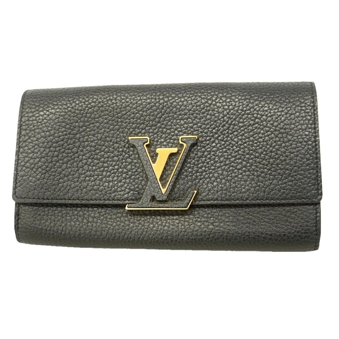 Louis Vuitton Long Wallet, Taurillon Leather, Portefeuille Capucines, M61248, Noir (Women's)