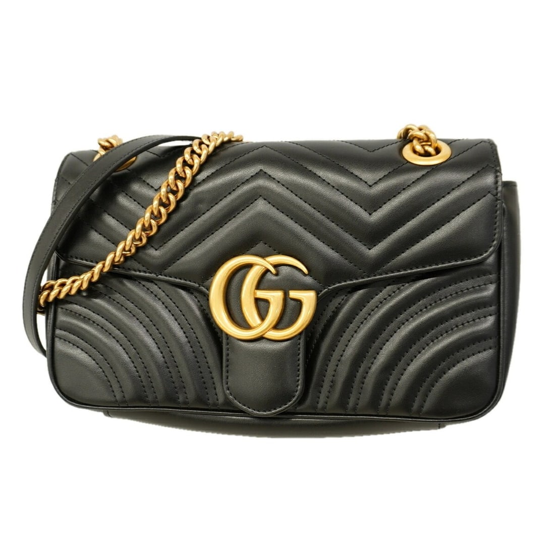 Gucci GG Marmont Shoulder Bag 443497 Leather Black Women's