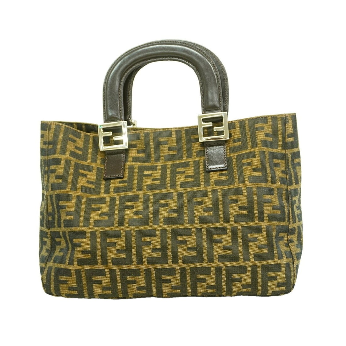 Fendi Zucca Nylon Canvas Handbag, Brown, Women's: --- Catalog ---Category: SizeSize (HxWxD): 21.5cm x 30cm x 11.5cm / 8.46'' x 11.81'' x 4.52''Category: DesignType: HandbagColor: BrownGender: WomenMaterial: Nylon canvas Hardware Color: SilverCategory