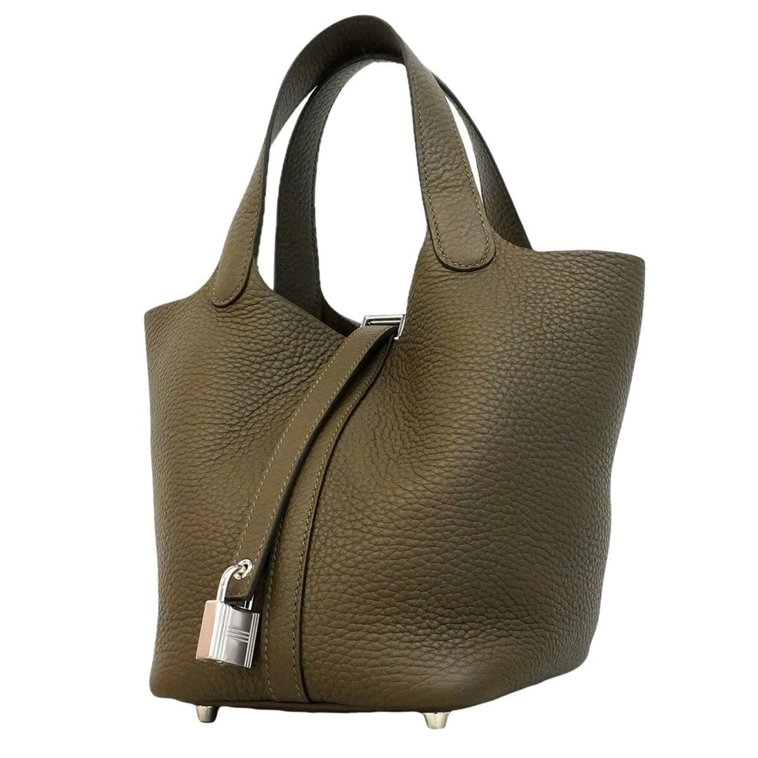 Hermes Picotin Lock PM handbag, Taurillon Clemence leather, Vert Veronese, G stamp, ladies'.: --- Catalog ---Category: SizeSize (HxWxD): 19cm x 13.5cm x 18cm / 7.48'' x 5.31'' x 7.08''Category: DesignType: HandbagColor: BrownGender: WomenMaterial: Taurillon clemence leather Hardware Color: Sil