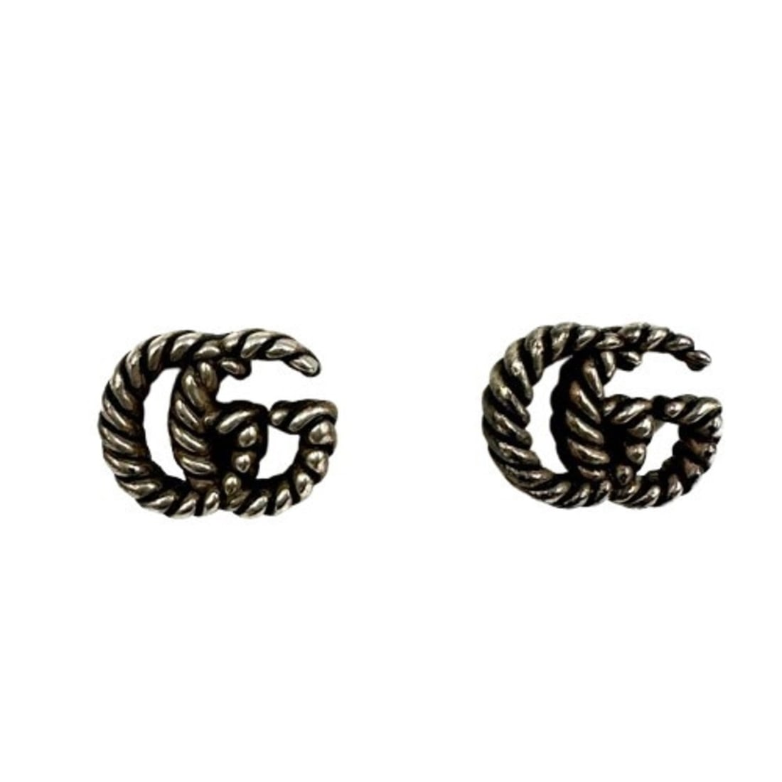 GUCCI earrings, double G design, silver, GG Marmont