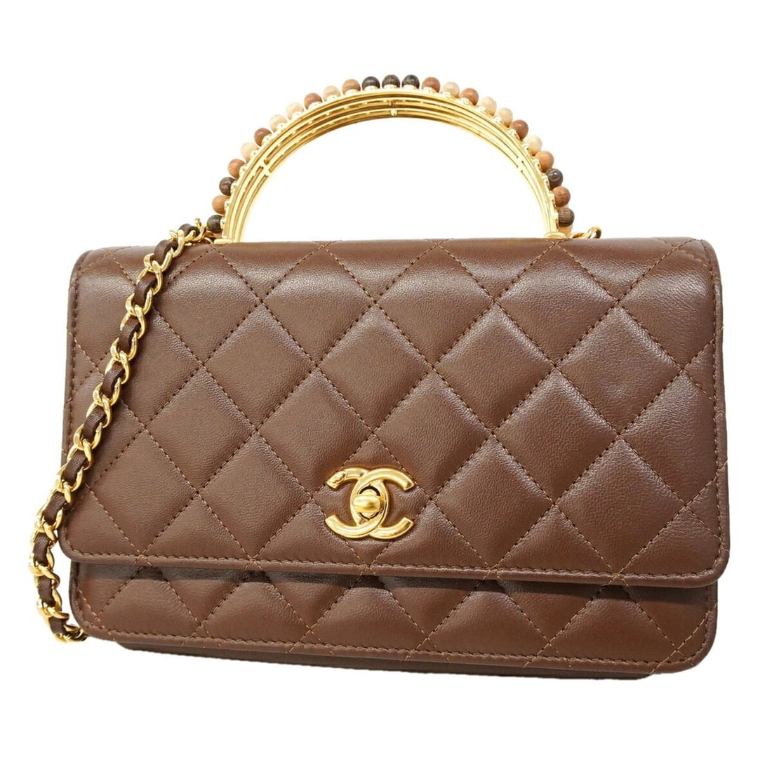 Chanel Matelassé Chain Shoulder Wallet, Lambskin, Brown, Women's: --- Catalog ---Category: SizeSize (HxWxD): 12cm x 19cm x 3cm / 4.72'' x 7.48'' x 1.18''Category: DesignType: Chain/Shoulder walletColor: BrownGender: WomenMaterial: Leather Leather/Fur Type: LambskinC
