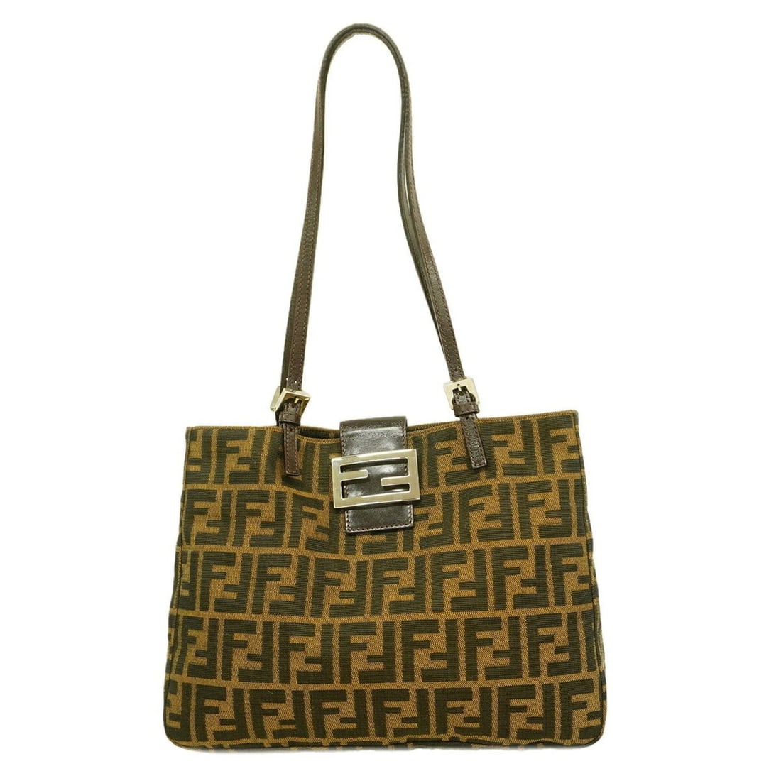 Fendi Zucca Nylon Canvas Shoulder Bag, Brown, Women's