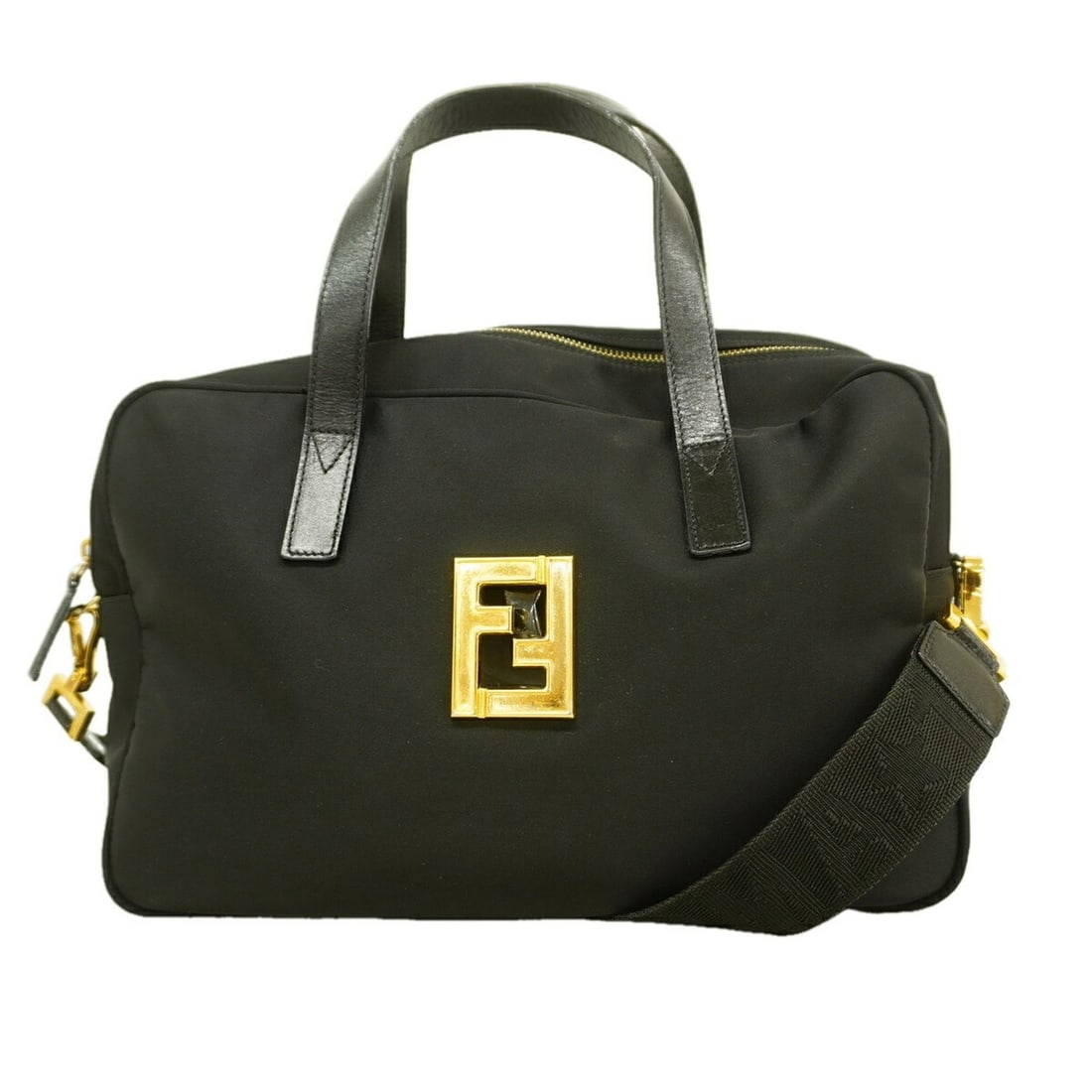 Fendi handbag, nylon, black, 2-way bag for women: --- Catalog ---Category: SizeSize (HxWxD): 22cm x 30cm x 9.5cm / 8.66'' x 11.81'' x 3.74''Category: DesignType: HandbagColor: BlackGender: WomenMaterial: Nylon Hardware Color: GoldCategory: GeneralBra