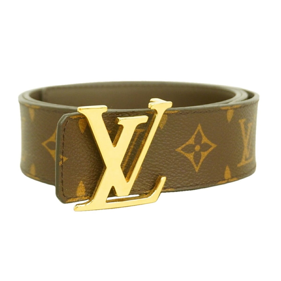 Louis Vuitton Monogram Belt, Ceinture LV Initials, M0323, Brown, Men's