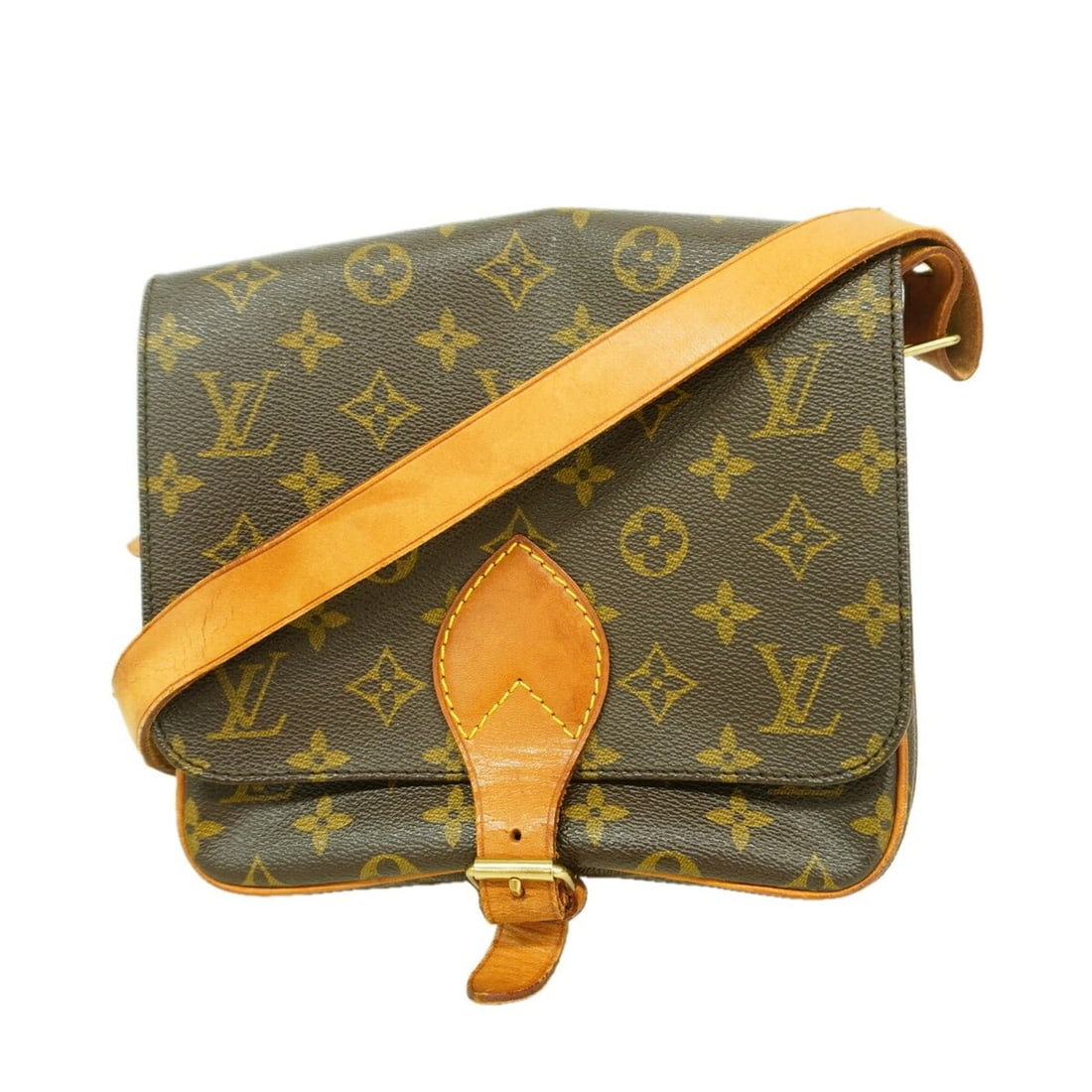 Louis Vuitton Monogram Cartouchiere MM Shoulder Bag M51253 Brown Women's