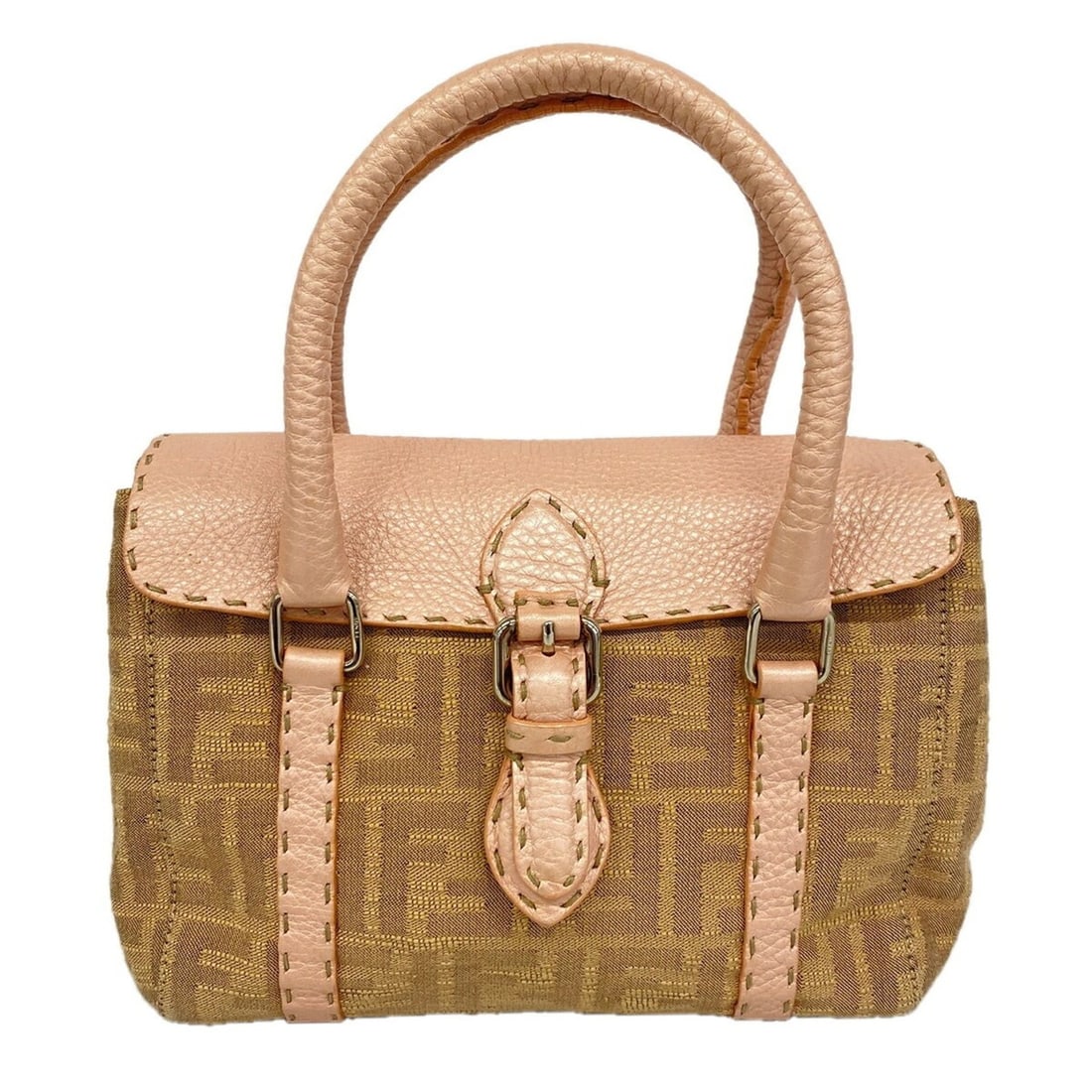 Fendi Zucca Selleria Mini Linda Canvas Handbag, Brown/Pink, Women's
