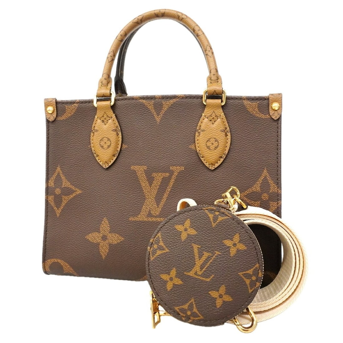 Louis Vuitton Monogram Giant Reverse OnTheGo PM Handbag M46373 Brown 2-way bag for women