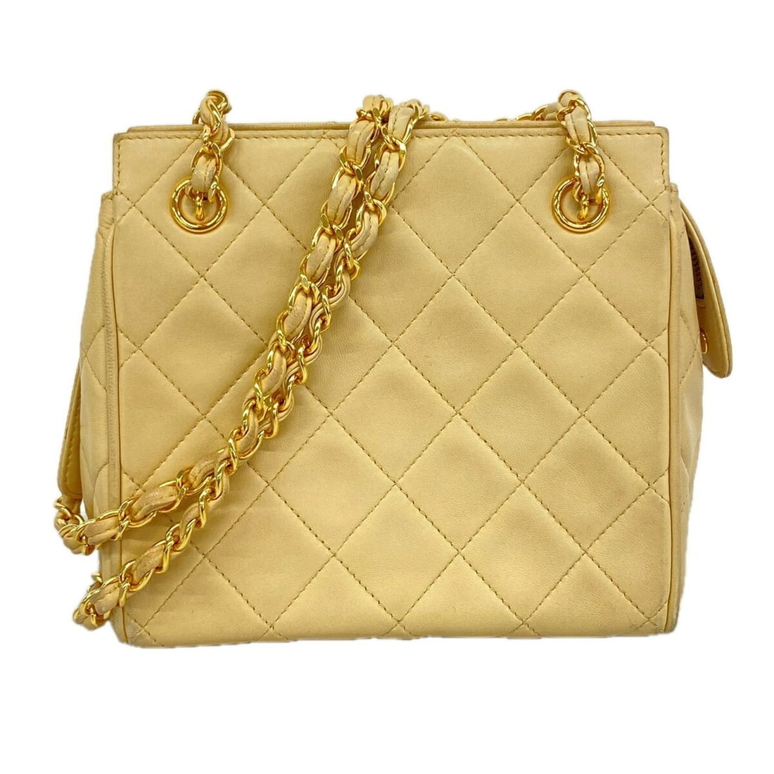 Chanel Matelassé Chain Shoulder Bag, Lambskin, Beige, Women's: --- Catalog ---Category: SizeSize (HxWxD): 17cm x 18cm x 11cm / 6.69'' x 7.08'' x 4.33''Category: DesignType: Shoulder bagColor: BeigeGender: WomenMaterial: Leather Hardware Color: GoldLeather/Fur Typ
