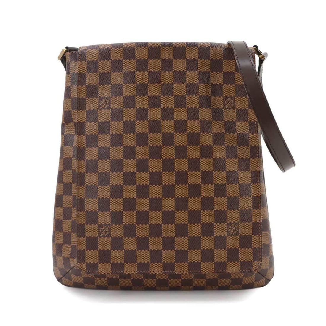 Louis Vuitton Damier Musette Shoulder Handbag, Ebene Brown, N51302, Gold Hardware