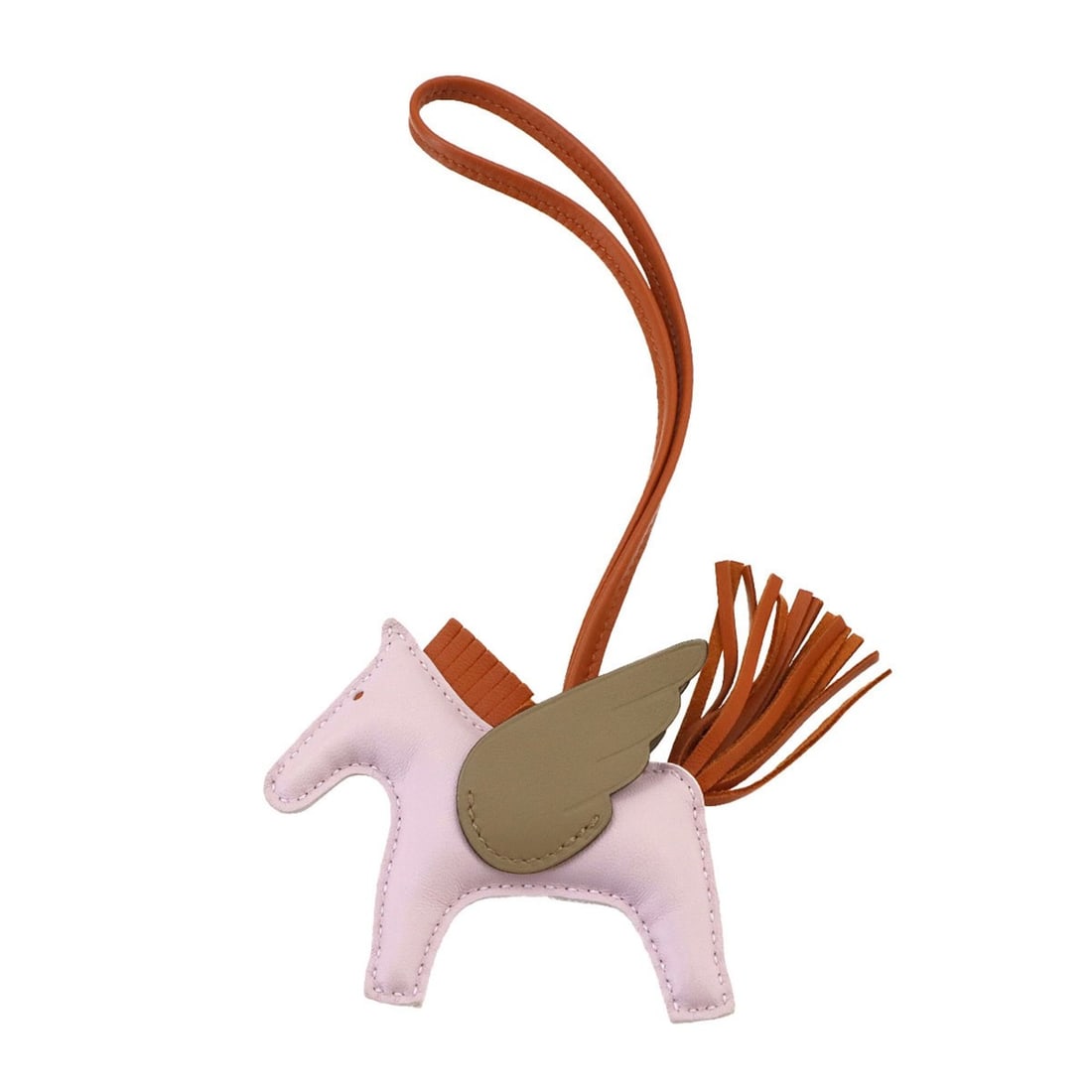 Hermes Rodeo Pegasus PM Accessory Bag Charm, Agneau Milo, Mauve Pale Beige, Malfa, Pampides, W