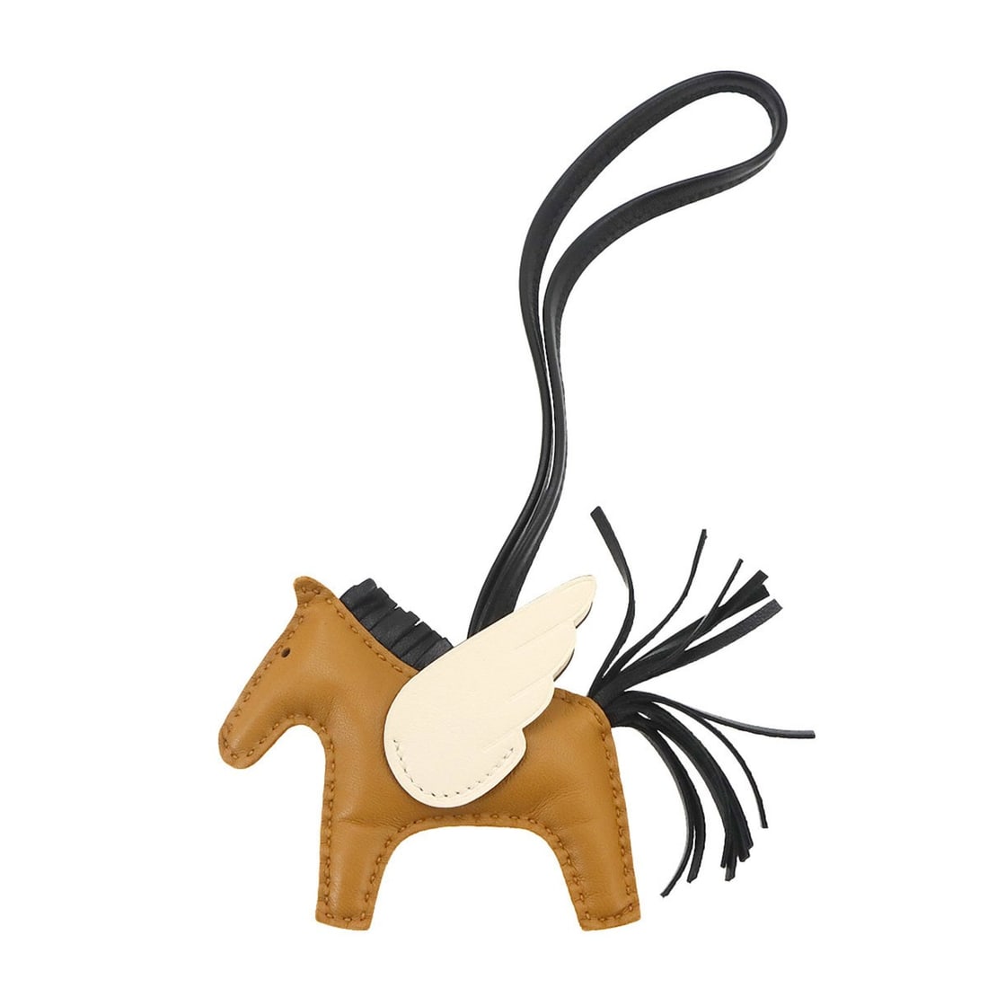 Hermes Rodeo Pegasus PM Accessory Bag Charm, Agneau Milo Swift Leather, Sesame Black, Nata Stamp, Z