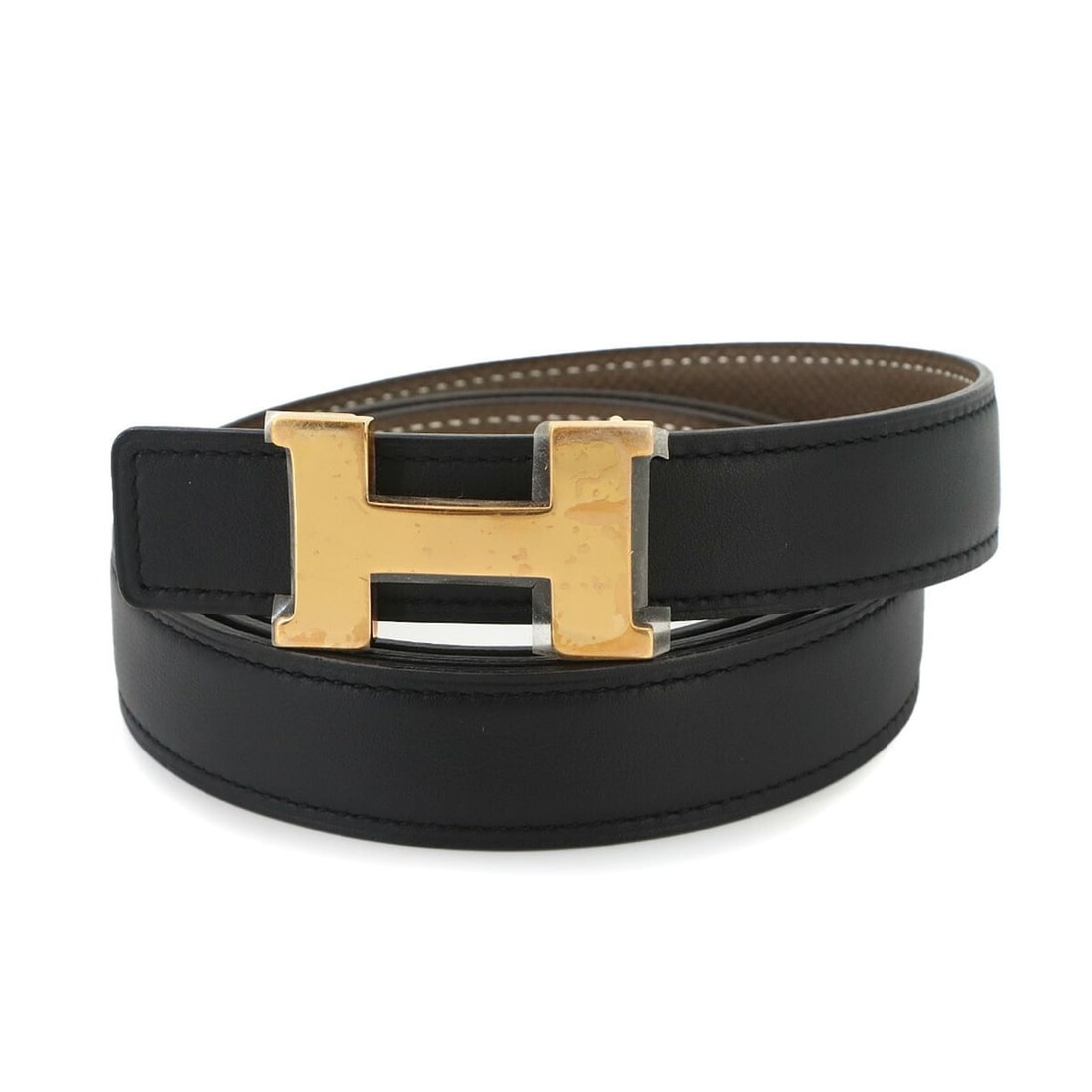 Hermes Mini Constance Reversible H Belt Swift Epsom Black Etoupe 100 C Stamp: --- Catalog ---Category: SizeLength: 97.5cm - 102.5cm / 38.38'' - 40.35''Category: DesignType: Standard beltColor: Beige, BlackGender: Men,WomenLeather/Fur Type: Epsom leather, Swift leatherMaterial (