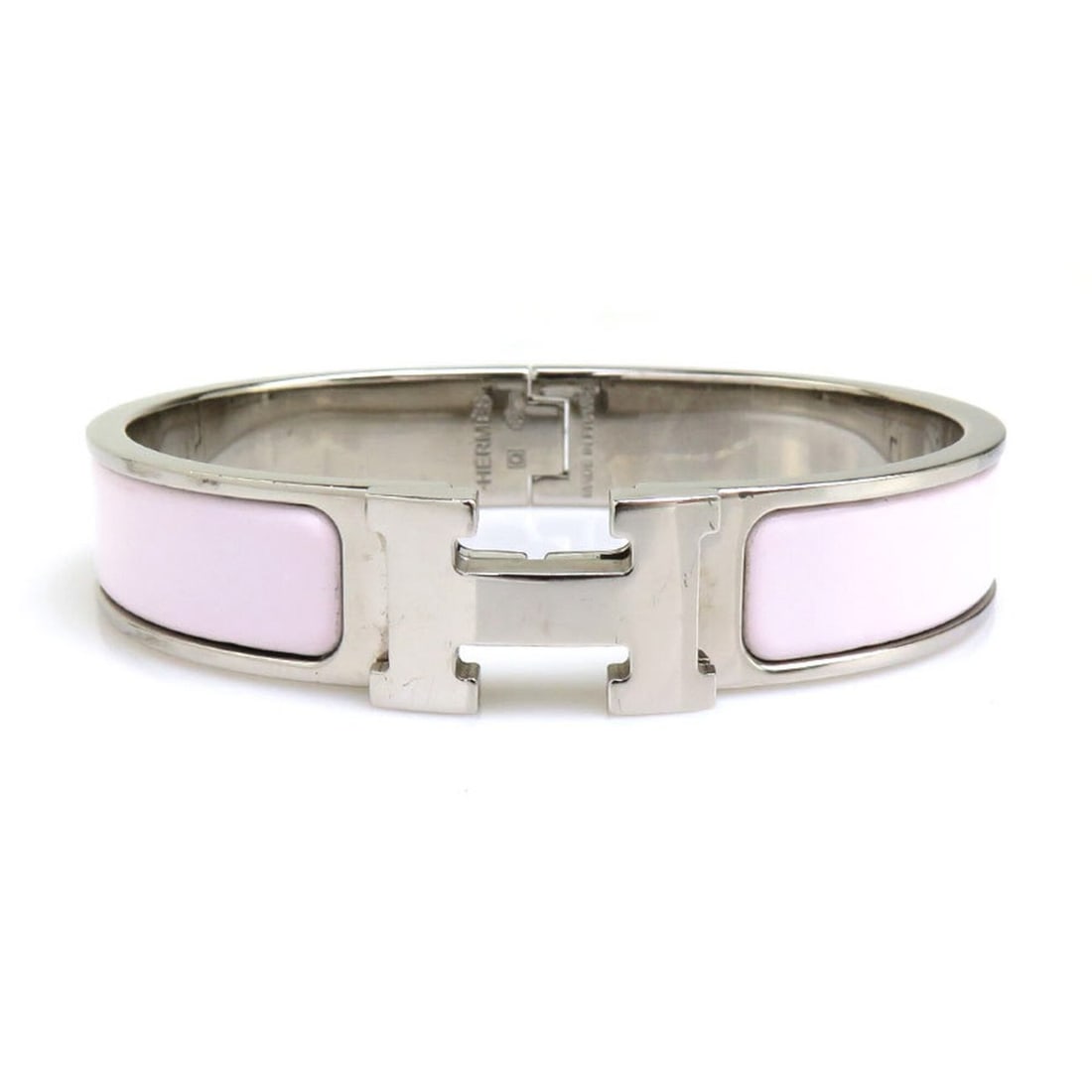 Hermes HERMES Bangle Click H Metal Enamel White Silver Women's h32431k