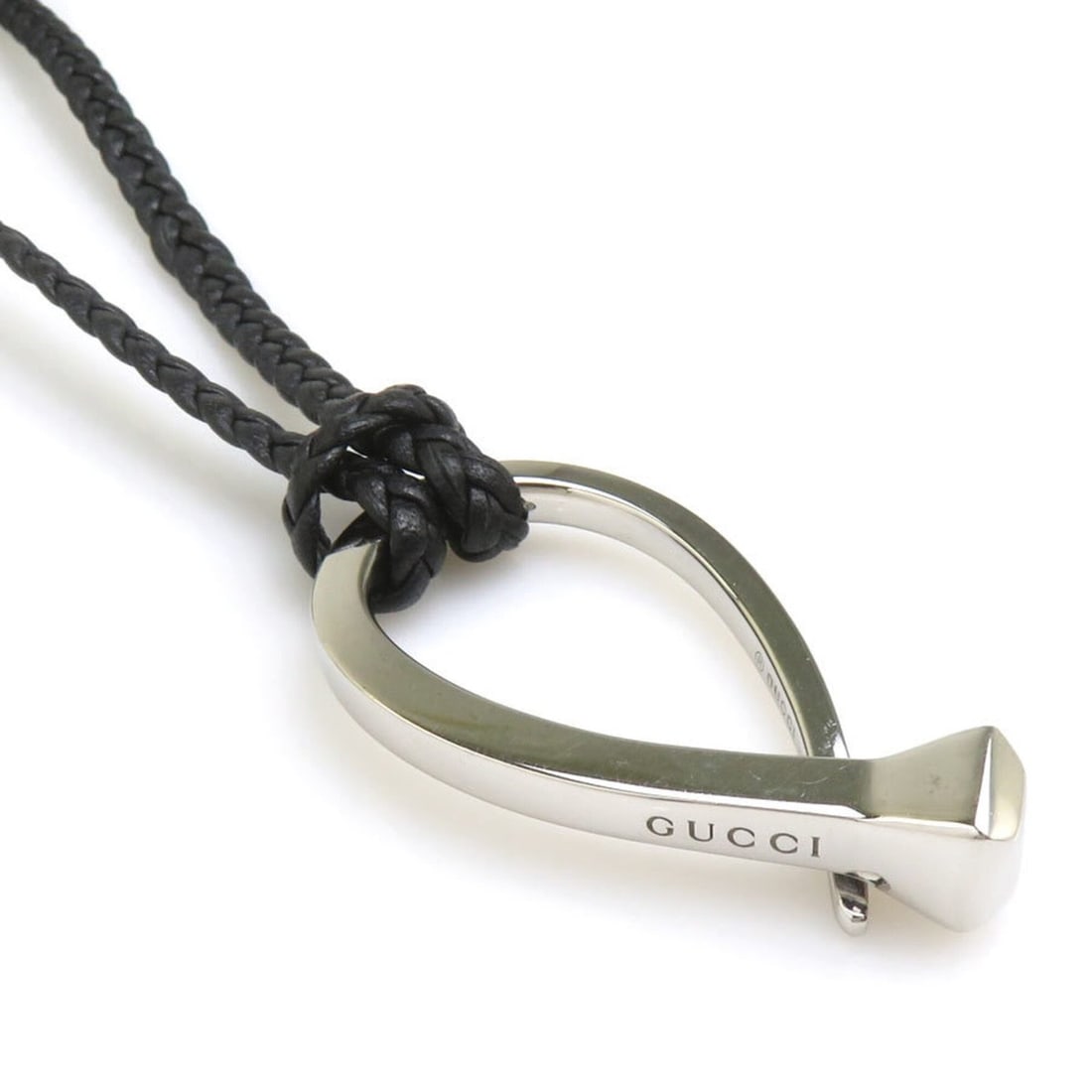 Gucci necklace, sterling silver (925), leather, silver, black, men's, e62156a