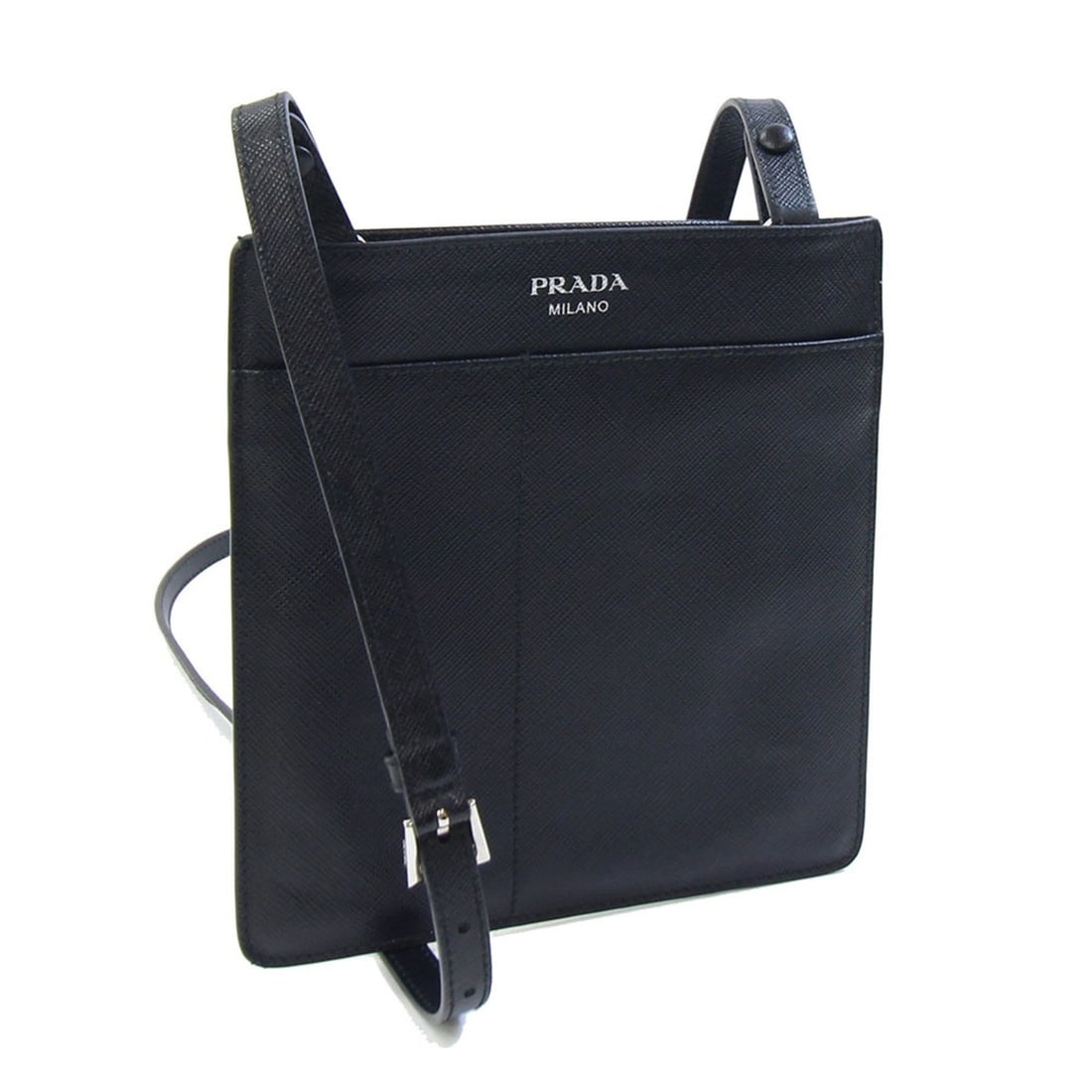 Prada Shoulder Bag, Black Leather, Mini Pouch, Women's/Men's PRADA: --- Catalog ---Category: SizeSize (HxWxD): 17cm x 18cm / 6.69'' x 7.08''Category: DesignType: Pochette, Shoulder bagColor: BlackGender: Men,WomenMaterial: Leather Category: GeneralBrand: PradaCountry 