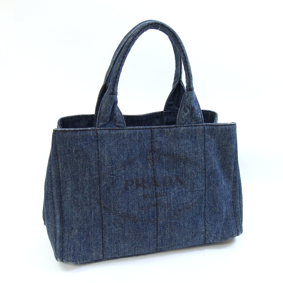 Prada Canapa Hand Tote B1877B Blue Denim Handbag for Women PRADA