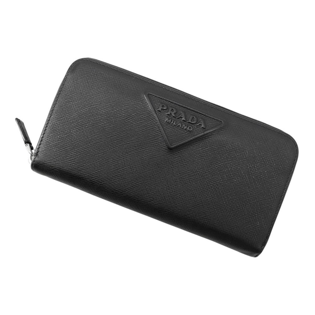 Prada Long Wallet, Embossed, Round, Saffiano Leather, 2ML317, PRADA Black, WALLET
