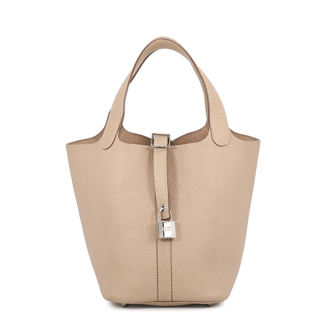 Hermes Picotin Lock PM Handbag, Argile, Taurillon Clemence Leather, ?P Stamp, HERMES, Lock,: --- Catalog ---Category: SizeSize (HxWxD): 18.5cm x 18cm x 13cm / 7.28'' x 7.08'' x 5.11''Category: DesignType: HandbagColor: ArgileGender: WomenMaterial: Taurillon clemence leather Category: GeneralB
