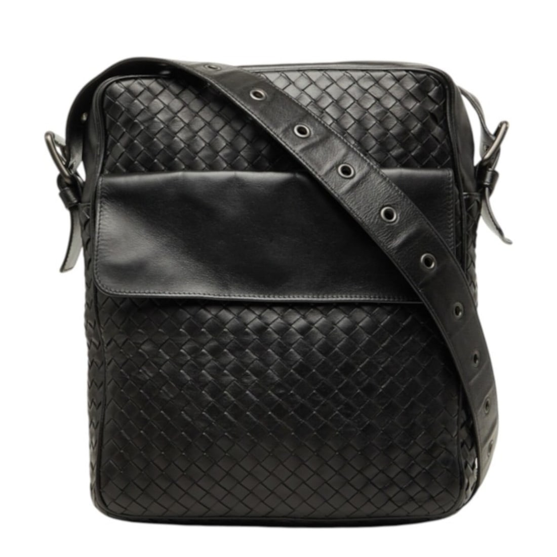 Bottega Veneta Intrecciato Crossbody Shoulder Bag, Black Leather, Women's BOTTEGAVENETA