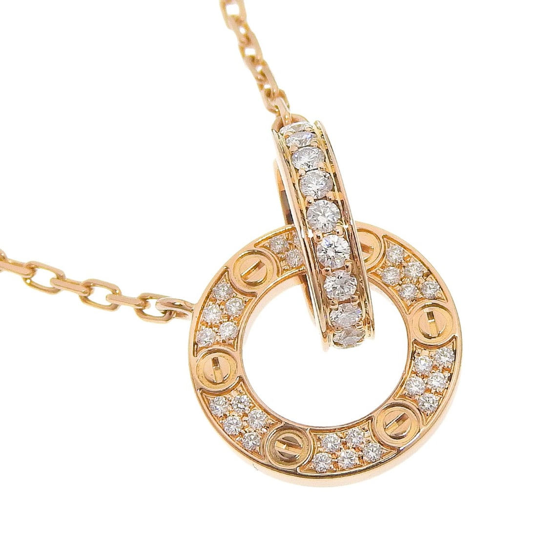 Cartier Love Collection Necklace B7224528, 18K Pink Gold with Diamonds, Approx. 6.1g, Women's. (1 of 6)