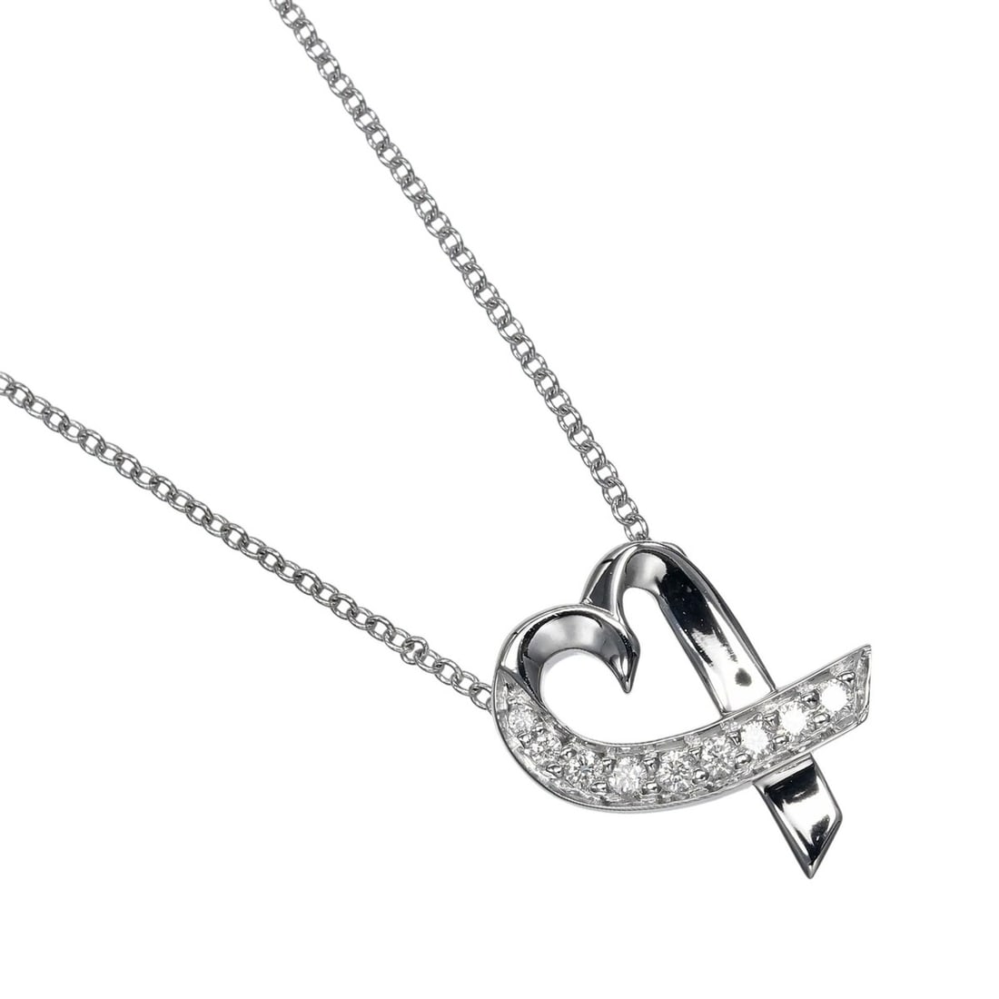 Tiffany & Co. Loving Heart Necklace, 18K White Gold, Diamonds, Approx. 3.39g.