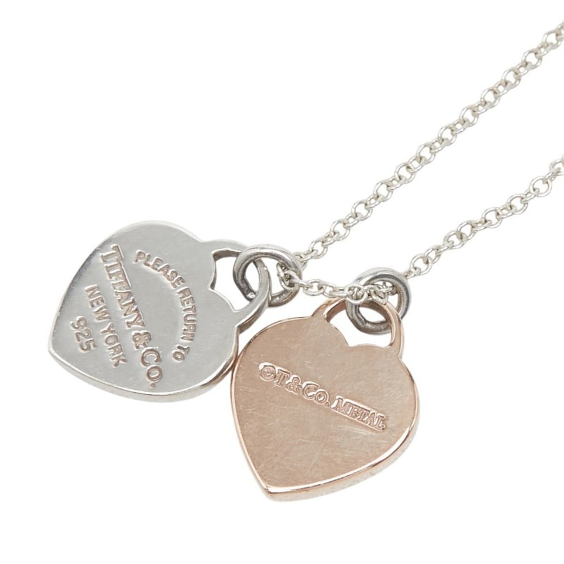 Tiffany & Co. Return to Double Heart Tag Pendant Necklace, SV925 Silver, Women's.