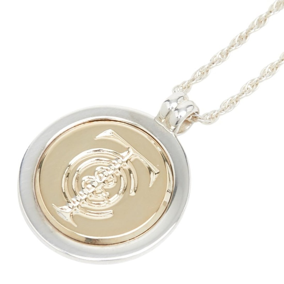 Tiffany & Co. T&C Coin Pendant Necklace, SV925 Sterling Silver, 18K Yellow Gold (750), Women's.: --- Catalog ---Category: SizePendant Size: 24.5mm x 30.1mm / 0.96'' x 1.18''Neck Circumference: 46 cm / 18.11''Category: DesignColor: Silver, Yellow goldGender: WomenMaterial: Silver 925Necklace Type: