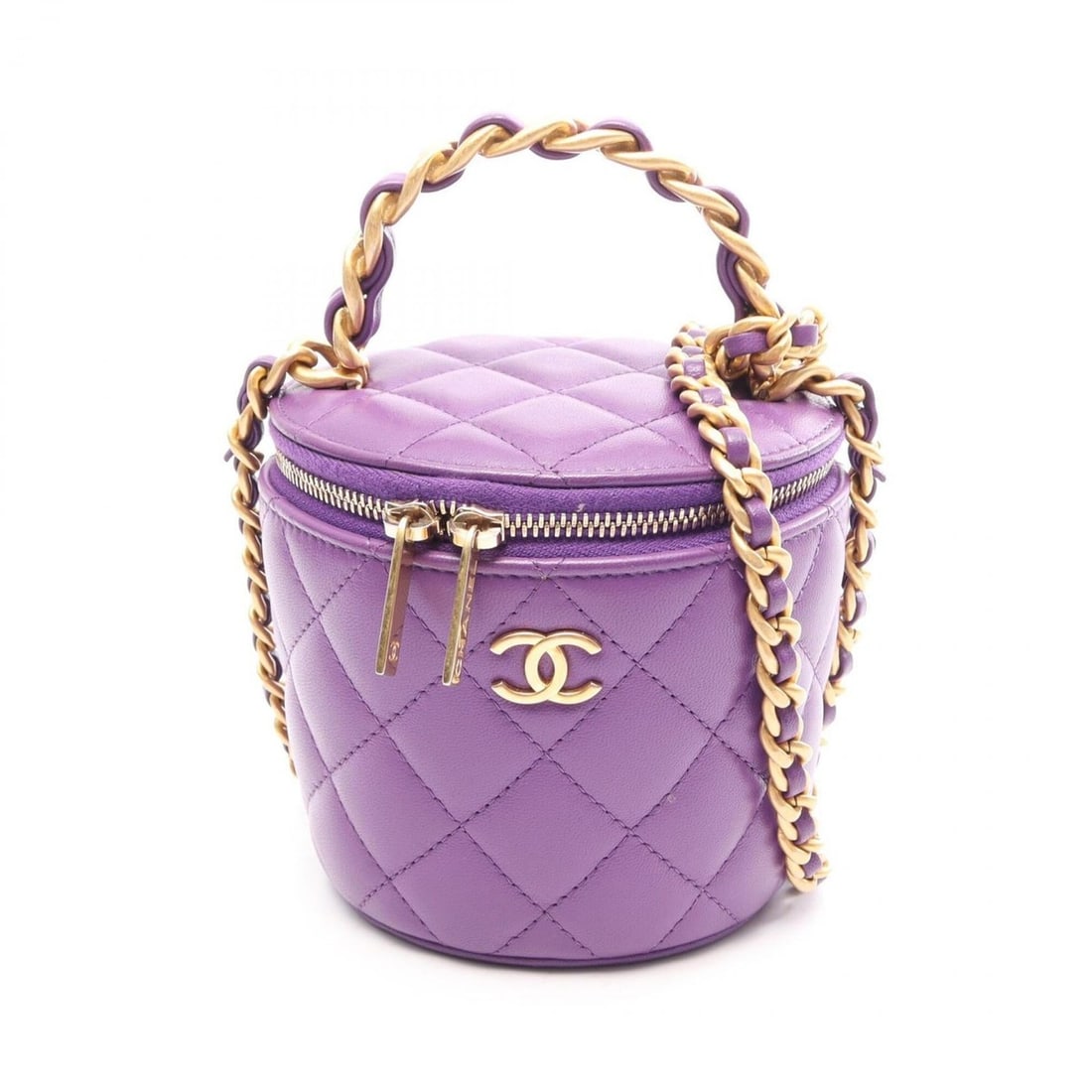 Chanel Matelassé Small Vanity 2-Way Shoulder Bag/Handbag, Lambskin Leather, Women's, Purple