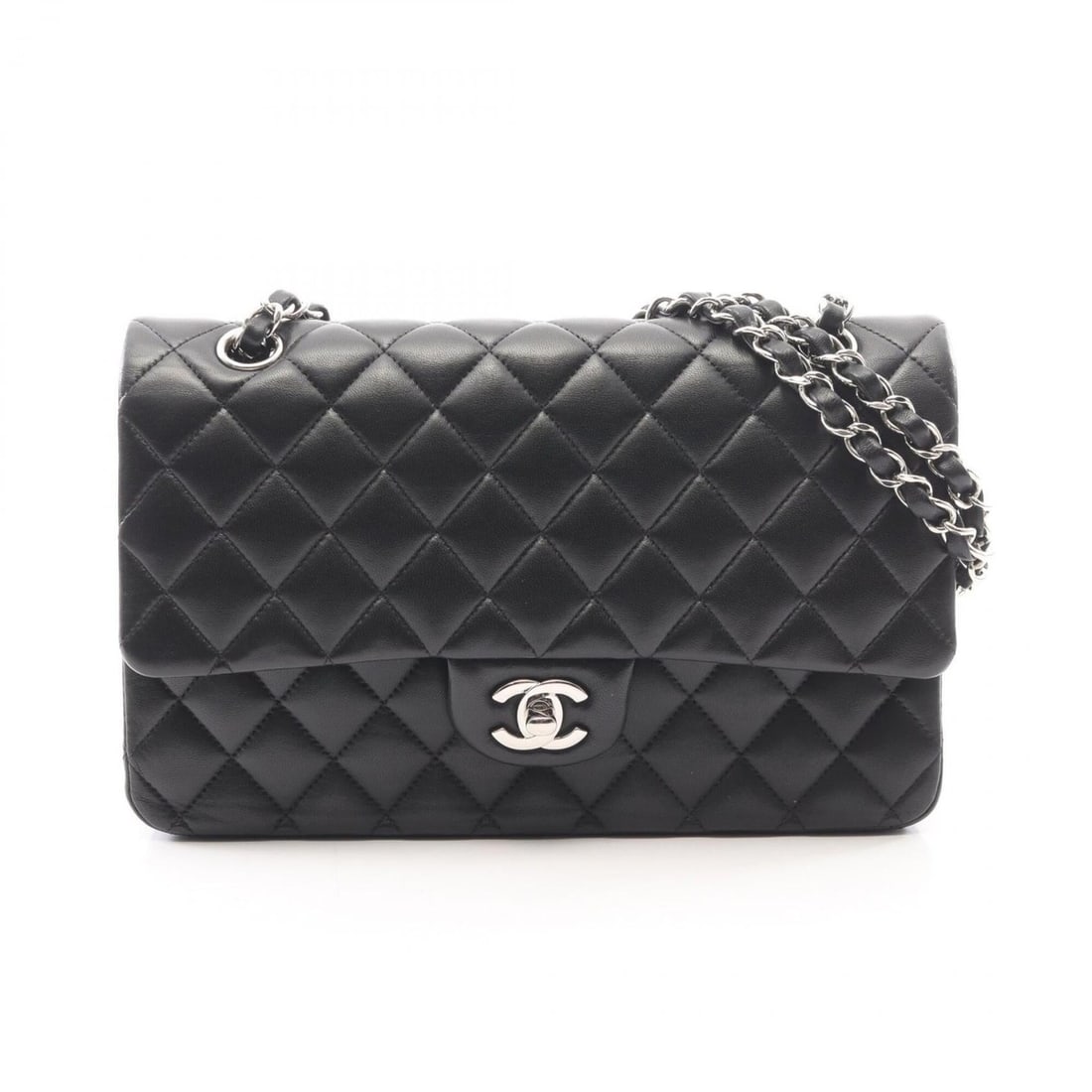 Chanel Matelassé Double Flap Shoulder Bag/Handbag, Lambskin Leather, Women's, Black: --- Catalog ---Category: SizeSize (HxWxD): 16cm x 25cm x 6.5cm / 6.29'' x 9.84'' x 2.55''Category: DesignType: Handbag, Shoulder bagColor: BlackGender: WomenMaterial: Leather Leather/Fur Type: Lambski