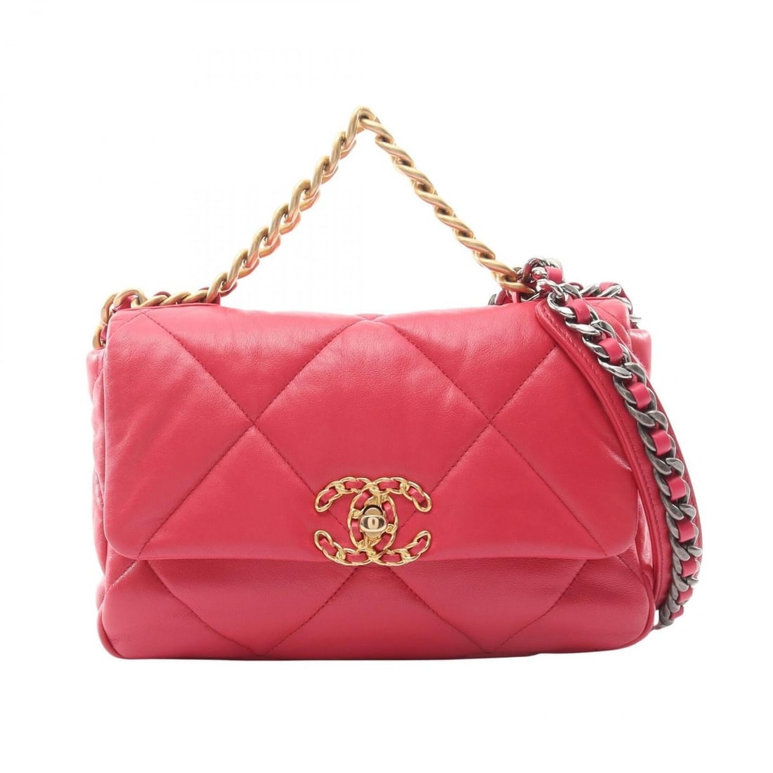 Chanel 19 Dixneuf Matelassé 2-Way Shoulder Bag/Handbag, Lambskin Leather, Women's, Pink (AS1160): --- Catalog ---Category: SizeSize (HxWxD): 17cm x 25cm x 8cm / 6.69'' x 9.84'' x 3.14''Category: DesignType: Handbag, Shoulder bagColor: PinkGender: WomenMaterial: Leather Leather/Fur Type: LambskinCa