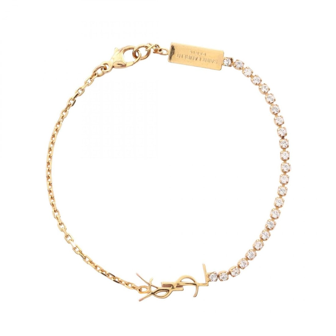 Yves Saint Laurent Saint Laurent Paris Cassandra Bracelet, Gold Plated (GP), Rhinestone, Women's,
